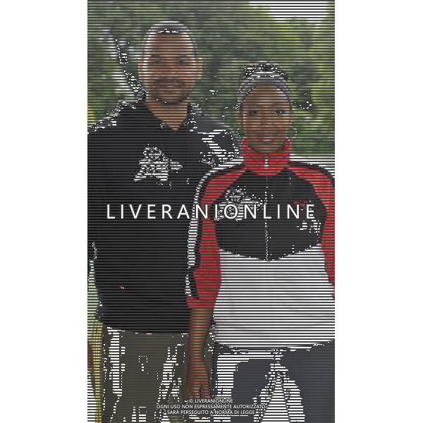 Michael Underwood and Angelica Bell at a photocall to reveal Richard Branson\'s celebrity team taking part in this year\'s Virgin Active London Triathlon at Virgin Active Chiswick Riverside on July 3, 2012 in London, England. /PHOTOSHOT/AG ALDO LIVERANI - ITALY ONLY -