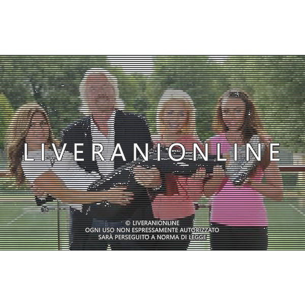 Zoe Hardman, Richard Branson, Lydia Bright and Michelle Heaton at a photocall to reveal Richard Branson\'s celebrity team taking part in this year\'s Virgin Active London Triathlon at Virgin Active Chiswick Riverside on July 3, 2012 in London, England. /PHOTOSHOT/AG ALDO LIVERANI - ITALY ONLY -