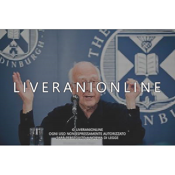 (120706) -- EDINBURGH, July 6, 2012 () -- Professor Peter Higgs speaks during a press conference at Edinburgh University, Britain, July 6, 2012. Professor Peter Higgs is in focus of spotlight after recent finding about Higgs boson, a particle named after him and often nicknamed God Particle. (/Yao Hui) AG ALDO LIVERANI S A S ONLY ITALY