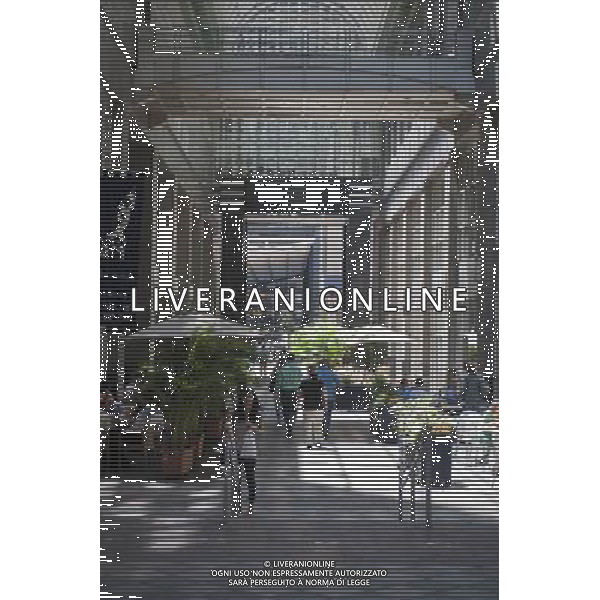 Six and one-half Avenue is seen in Midtown Manhattan in New York on Friday, July 6, 2012. The new street is actually a series of interconnected pedestrian arcades, mid-block between Sixth and Seventh Avenues, running from West 51 Street to West 57 Street. The city is in the process of installing signage and pedestrian crossings. Up to 1200 people an hour use the connected arcades to travel through midtown. The arcades are privately owned public spaces that are provided by the buildings\' owners in exchange for zoning variances. (å Richard B. Levine) /PHOTOSHOT/AG ALDO LIVERANI SAS - ITALY ONLY -