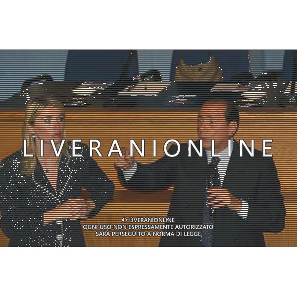 BRESCIA CALCIO 5/06/2003 NELLA FOTO SILVIO BERLUSCONI A BRESCIA CON VIVIANA BECCALOSSI FOTO ALDO LIVERANI