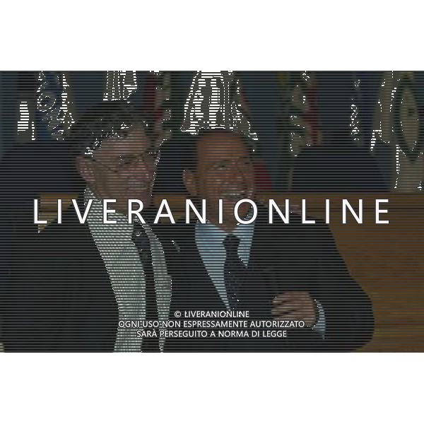 BRESCIA 5/06/2003 NELLA FOTO SILVIO BERLUSCONI A BRESCIA CON UMBERTO BOSSI FOTO ALDO LIVERANI