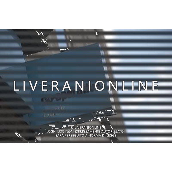A General view of a signage from the Co-operative bank AG ALDO LIVERANI S A S ONLY ITALY