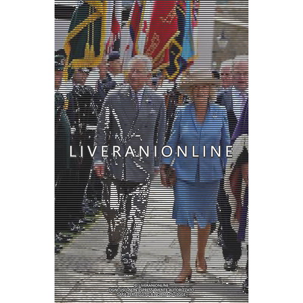 The Prince of Wales and the Duchess of Cornwals arrive at Castle Cornet in St Peter Port, where the States of Guernsey pledged their loyalty to the Queen, as they continue their visit to the Channel Islands. ©photoshot/AGENZIA ALDO LIVERANI SAS - ITALY ONLY - REALI INGLESI: Il principe Carlo d\'inghilterra e la moglie Camilla in visita alle Isole Normanne. 