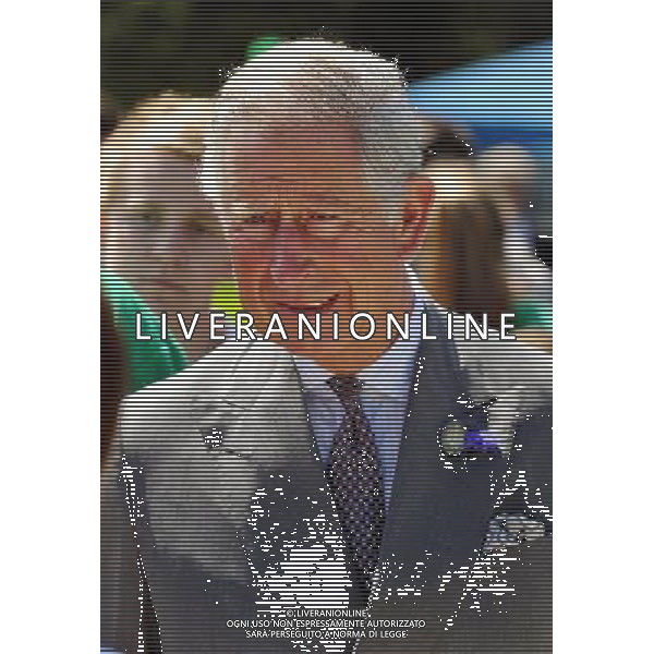 The Prince of Wales talks to local cheer leaders during a youth rally at Saumarez Park in Guernsey, as they continue their visit to the Channel Islands. ©photoshot/AGENZIA ALDO LIVERANI SAS - ITALY ONLY - REALI INGLESI: Il principe Carlo d\'inghilterra e la moglie Camilla in visita alle Isole Normanne. 