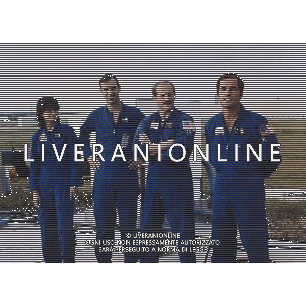 The crew of NASA\'s STS-7 Mission of US Space Shuttle Challenger (L-R) Sally Ride, John Fabian, Frederick Hauck, Roger Crippen ©photoshot/AGENZIA ALDO LIVERANI SAS - ITALY ONLY - Sally Kristen Ride (Los Angeles, 26 maggio 1951 Ð La Jolla, 23 luglio 2012) e\' stata la prima astronauta statunitense a raggiungere il 18 giugno 1983 lo spazio a bordo dello shuttle \'Challenger\'