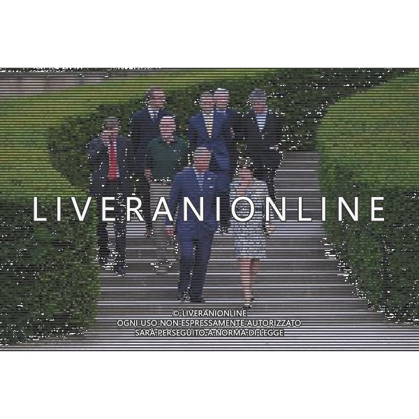 The Prince of Wales accompanied by the Duchess of Northumberland walk through Alnwick Gardens, Northumberland during the second day of his tour of the north east. Tuesday July 24, 2012. ©photoshot/Agenzia Aldo Liverani Sas - ITALY ONLY - REALI INGLESI: Il Principe Carlo d\'inghilterra durante la visita nel nord-est 23 luglio 2012.