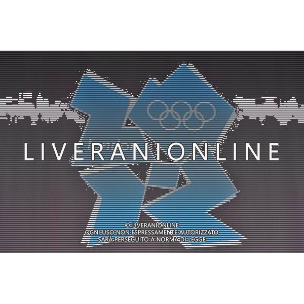 London Olympic Logo seen in a media briefing room in the Media Press Centre at the Olympic Park, Stratford.. London ©photoshot/Agenzia Aldo Liverani Sas - ITALY ONLY - Allenamenti, preparativi dei Giochi Olimpici delle Olimpiadi Londra 2012, a Londra, Gran Bretagna, 24 luglio 2012 che inizieranno il 27 luglio.