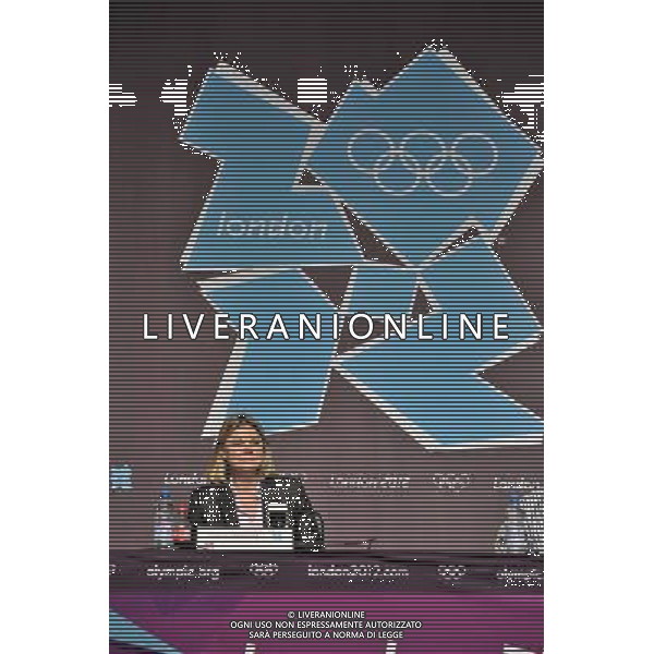 Justine Greening MP Transport Secretary at a media briefing held inthe Media Press Centre at the Olympic Park, Stratford.. London ©photoshot/Agenzia Aldo Liverani Sas - ITALY ONLY - Allenamenti, preparativi dei Giochi Olimpici delle Olimpiadi Londra 2012, a Londra, Gran Bretagna, 24 luglio 2012 che inizieranno il 27 luglio.