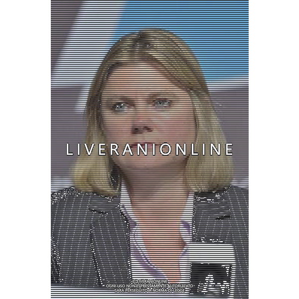 Justine Greening MP Transport Secretary at a media briefing held inthe Media Press Centre at the Olympic Park, Stratford.. London ©photoshot/Agenzia Aldo Liverani Sas - ITALY ONLY - Allenamenti, preparativi dei Giochi Olimpici delle Olimpiadi Londra 2012, a Londra, Gran Bretagna, 24 luglio 2012 che inizieranno il 27 luglio.