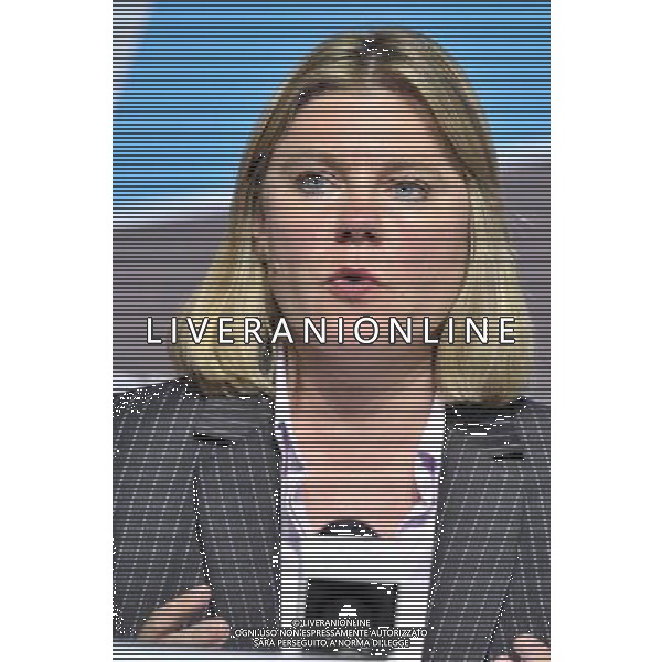 Justine Greening MP Transport Secretary at a media briefing held inthe Media Press Centre at the Olympic Park, Stratford.. London ©photoshot/Agenzia Aldo Liverani Sas - ITALY ONLY - Allenamenti, preparativi dei Giochi Olimpici delle Olimpiadi Londra 2012, a Londra, Gran Bretagna, 24 luglio 2012 che inizieranno il 27 luglio.