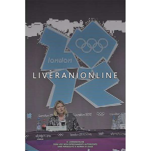 Justine Greening MP Transport Secretary at a media briefing held inthe Media Press Centre at the Olympic Park, Stratford.. London ©photoshot/Agenzia Aldo Liverani Sas - ITALY ONLY - Allenamenti, preparativi dei Giochi Olimpici delle Olimpiadi Londra 2012, a Londra, Gran Bretagna, 24 luglio 2012 che inizieranno il 27 luglio.