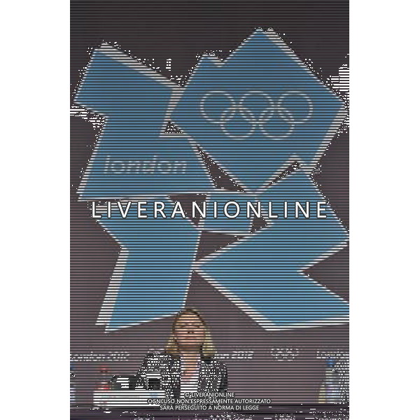Justine Greening MP Transport Secretary at a media briefing held inthe Media Press Centre at the Olympic Park, Stratford.. London ©photoshot/Agenzia Aldo Liverani Sas - ITALY ONLY - Allenamenti, preparativi dei Giochi Olimpici delle Olimpiadi Londra 2012, a Londra, Gran Bretagna, 24 luglio 2012 che inizieranno il 27 luglio.