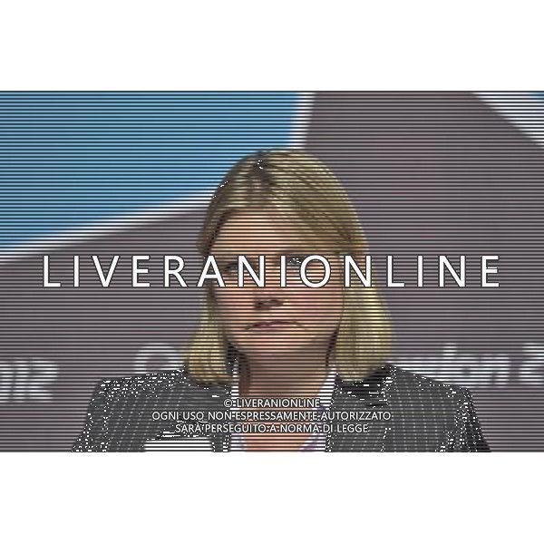 Justine Greening MP Transport Secretary at a media briefing held inthe Media Press Centre at the Olympic Park, Stratford.. London ©photoshot/Agenzia Aldo Liverani Sas - ITALY ONLY - Allenamenti, preparativi dei Giochi Olimpici delle Olimpiadi Londra 2012, a Londra, Gran Bretagna, 24 luglio 2012 che inizieranno il 27 luglio.