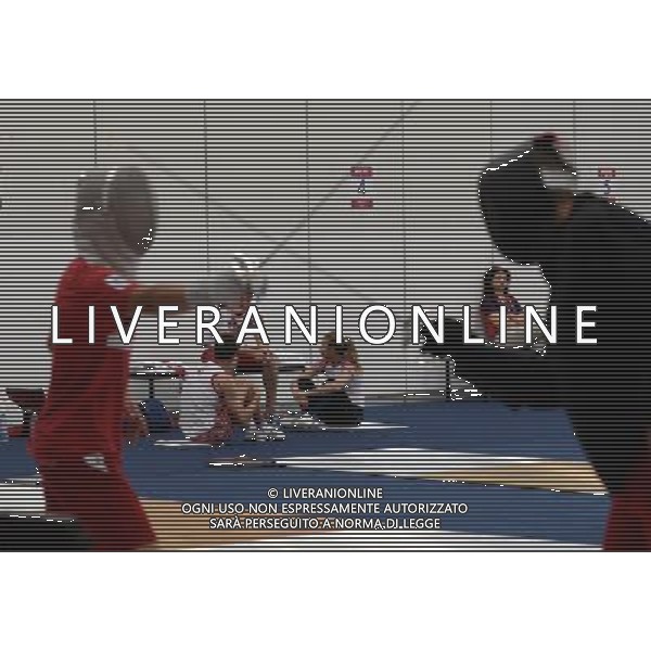 (120724) -- LONDON, July 24, 2012 () -- A Russian fencer (L) practises with his coach at the fencing venue in ExCel in London, Britain, July 24, 2012. (/Zeng Yi)(zgp) ©photoshot/Agenzia Aldo Liverani Sas - ITALY ONLY - Allenamenti, preparativi dei Giochi Olimpici delle Olimpiadi Londra 2012, a Londra, Gran Bretagna, 24 luglio 2012 che inizieranno il 27 luglio.