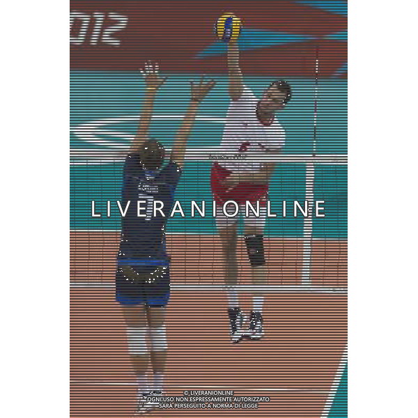 LONDYN 29.07.2012 IGRZYSKA XXX OLIMPIADY XXX LETNIE IGRZYSKA OLIMPIJSKIE LONDYN 2012 HALA EARLS COURT SIATKOWKA WLOCHY v POLSKA N Z MICHAL LASKO italy 7 BARTOSZ KUREK poland 6 SEBASTIAN BOROWSKI Newspix.p THE 2012 SUMMER OLYMPIC GAMES OFFICIALLY THE GAMES OF THE XXX OLYMPIAD EARLS COURT VOLLEYBALL ITALY v POLAND --- Newspix.pl /OLIMPIADI LONDRA 2012 -AG ALDO LIVERANI SAS - ITALY ONLY *** Local Caption *** www.newspix.pl mail us: info@newspix.pl call us: 0048 022 23 22 222 --- Polish Picture Agency by Ringier Axel Springer Poland .