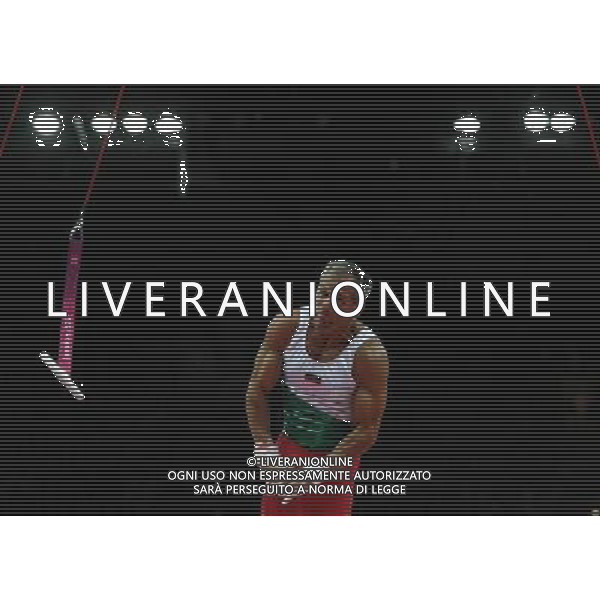 (120729) -- LONDON, July 29, 2012 () -- Bulgaria\'s gymnast Iordan Iovtchev competes during men\'s rings event of gymnastics artistic qualification match at London 2012 Olympic Games in London, Britain, July 28, 2012. Iordan Iovtchev, 39 years old, have participated in Olympics for six times. (/Shen Bohan) (zgp) /ALDO LIVERANI SAS-ITALY ONLY - EDITORIAL USE ONLY