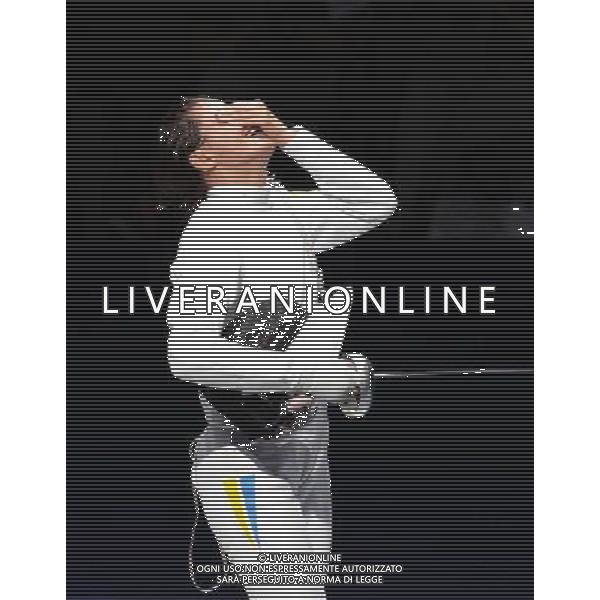 (120730) -- LONDON, July 30, 2012 () -- Yana Shemyakina of Ukraine reacts after winning in women\'s fencing Epee individual gold medal match, at London 2012 Olympic Games in London, Britain, on July 30, 2012. Yana Shemyakina of Ukraine defeated Britta Heidemann of Germany. (/Zeng Yi) (nxl) AG ALDO LIVERANI S A S ONLY ITALY