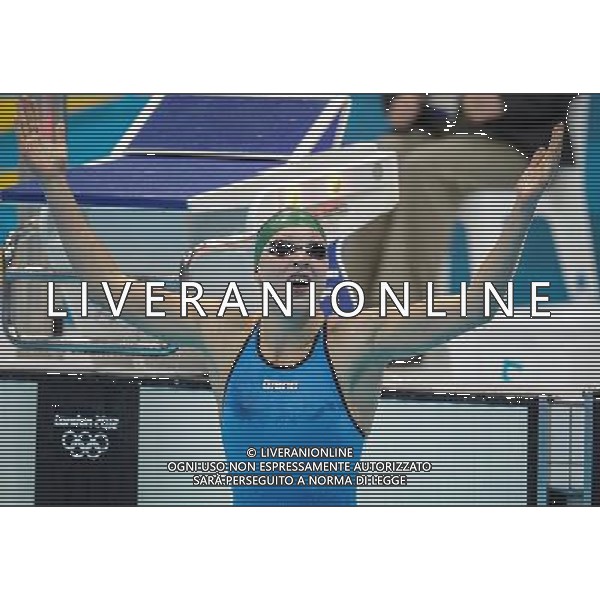 (120730) -- LONDON, July 30, 2012 () -- Gold medalist Ruta Meilutyte of Lithuania reacts after winning in women\'s swimming 100m breaststroke final contest, at London 2012 Olympic Games in London, Britain, on July 30, 2012. (/Liu Dawei) (nxl) AG ALDO LIVERANI S A S ONLY ITALY