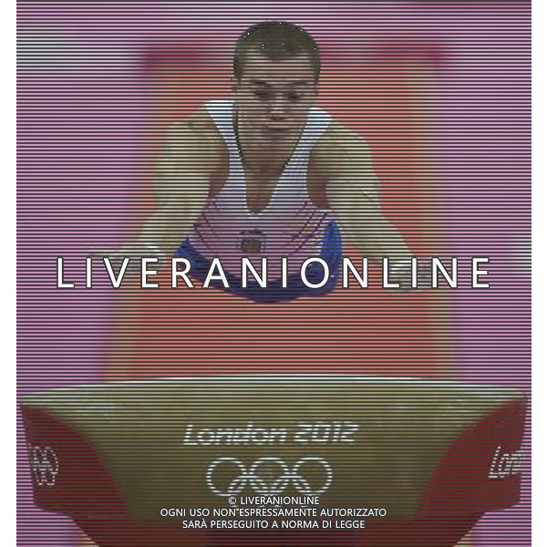 (120730) -- LONDON, July 30, 2012 () -- Oleg Verniaiev of Ukraine competes at pommel horse during Gymnastics Artistic men\'s team final contest, at London 2012 Olympic Games in London, Britain, on July 30, 2012. (/Qi Heng) (zgp) AG ALDO LIVERANI S A S ONLY ITALY