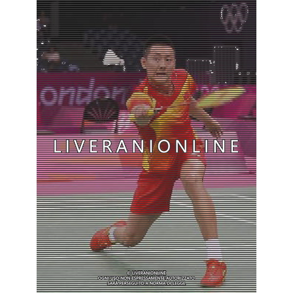 (120731) -- LONDON, July 31, 2012 () -- Chen Jin of China competes during men\'s badminton singles preliminary match, at London 2012 Olympic Games in London, Britain, on July 31, 2012. Chen Jin of China defeated Przemyslaw Wacha of Poland 2-0. (/Tang Shi) (nxl) ©photoshot/AGENZIA ALDO LIVERANI SAS - ITALY ONLY - Giochi Olimpici - Olimpiadi Londra 2012