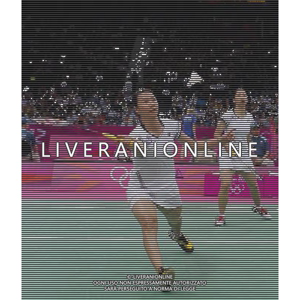 (120731) -- LONDON, July 31, 2012 () -- Cheng Wen Hsing/Chien Yu Chin of Chinese Taipei compete during women\'s badminton doubles preliminay match, at London 2012 Olympic Games in London, Britain, on July 31, 2012. Cheng Wen Hsing/Chien Yu Chin of Chinese Taipei lost to Jwala Gutta/Ashwini Ponnappa of Indonesia 1-2. (/Tang Shi) (nxl) ©photoshot/AGENZIA ALDO LIVERANI SAS - ITALY ONLY - Giochi Olimpici - Olimpiadi Londra 2012