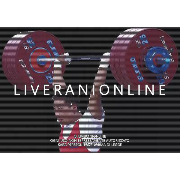 (120731) -- LONDON, July 31, 2012 () -- Kim Myong Hyok of the Democratic People\'s Republic of Korea participates in men\'s weightlifting 69kg group B contest, at London 2012 Olympic Games in London, Britain, on July 31, 2012. Kim Myong Hyok ranks first in Group B with a total weight of 329kg. (/Chen Jianli) (nxl) ©photoshot/AGENZIA ALDO LIVERANI SAS - ITALY ONLY - Giochi Olimpici - Olimpiadi Londra 2012