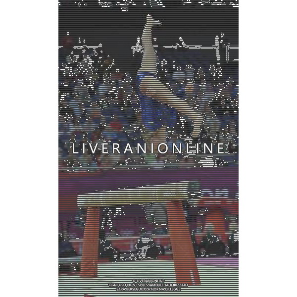 British Gymnast Imogen Cairns seen on the Beam during the Gymnastics Artistic Womens Team event at the O2 North Greenwich,. London /ALDO LIVERANI SAS-ITALY ONLY - EDITORIAL USE ONLY