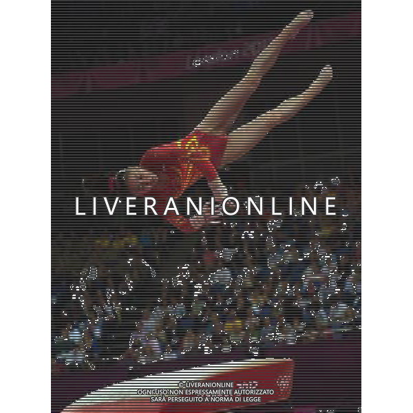(120731) -- LONDON, July 31, 2012 () -- Huang Qiushuang of China competes in vault event of Gymnastics Artistic women\'s team final competition at London 2012 Olympic Games in London, Britain, July 31, 2012. The Chinese team ranked fourth in this event. (/Cheng Min) (zgp) /ALDO LIVERANI SAS-ITALY ONLY - EDITORIAL USE ONLY