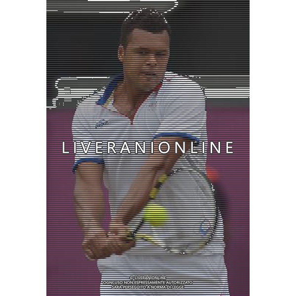 (120731) -- LONDON, July 31, 2012 () -- Jo-Wilfried Tsonga of France competes during men\'s tennis singles second round competition at London 2012 Olympic Games in London, Britain, on July 31, 2012. Jo-Wilfried Tsonga of France defeated Milos Raonic of Canada 2-1. (/Tao Xiyi) (nxl) /ALDO LIVERANI SAS-ITALY ONLY - EDITORIAL USE ONLY