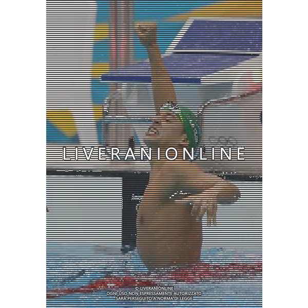 (120731) -- LONDON, July 31, 2012 () -- Chad le Clos of South Africa celebrates after men\'s 200m butterfly final of swimming at the London 2012 Olympic Games in London, Britain, July 31, 2012. Chad le Clos of South Africa claimed the title with 1:52.96. (/Fan Jun)(zgp) /ALDO LIVERANI SAS-ITALY ONLY - EDITORIAL USE ONLY