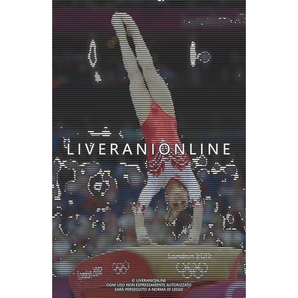 (120731) -- LONDON, July 31, 2012 () -- Maria Paseka of Russia competes in vault event of Gymnastics Artistic women\'s team final competition at London 2012 Olympic Games in London, Britain, July 31, 2012. The Russian team won silver medal in this event. (/Qi Heng) (zgp) /ALDO LIVERANI SAS-ITALY ONLY - EDITORIAL USE ONLY