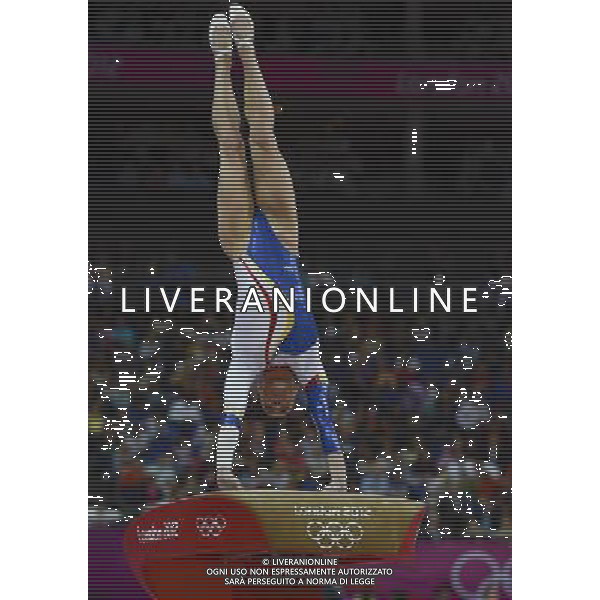 (120731) -- LONDON, July 31, 2012 () -- Catalina Ponor of Romania competes in vault event of Gymnastics Artistic women\'s team final competition at London 2012 Olympic Games in London, Britain, July 31, 2012. The Romanian team won bronze medal in this event. (/Qi Heng) (zgp) /ALDO LIVERANI SAS-ITALY ONLY - EDITORIAL USE ONLY