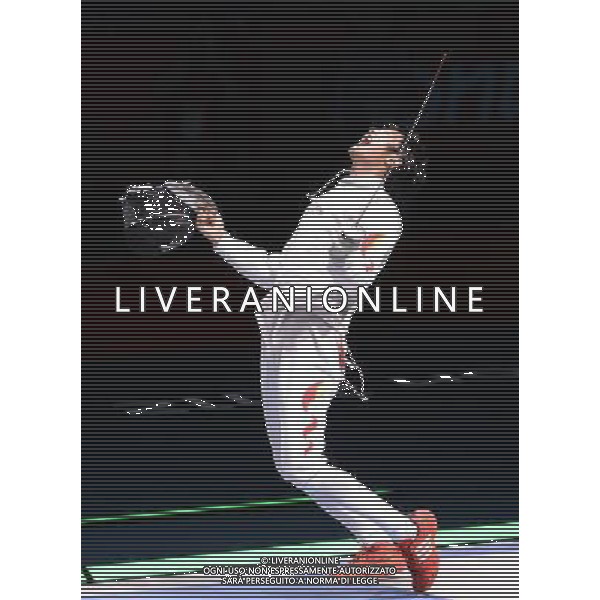(120731) -- LONDON, July 31, 2012 () ¬C Lei Sheng of China celebrates after defeating Alaaeldin Abouelkassem of Egypt in men\'s fencing Foil individual gold medal match, at London 2012 Olympic Games in London, Britain, on July 31, 2012. (/Zeng Yi) (nxl) /ALDO LIVERANI SAS-ITALY ONLY - EDITORIAL USE ONLY