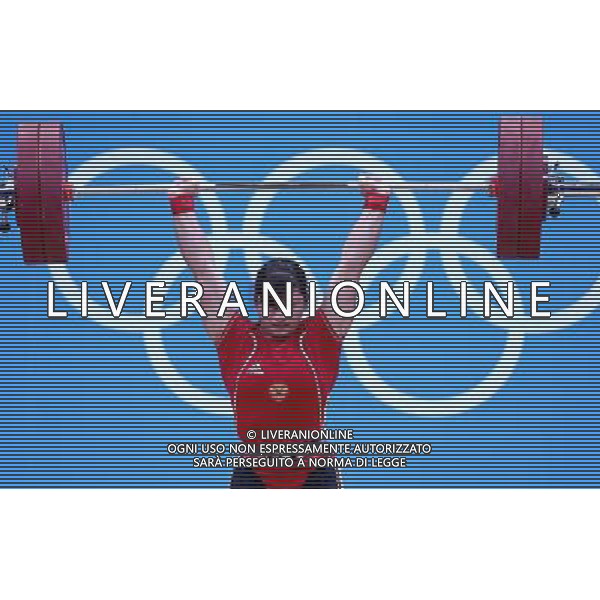 (120731) -- LONDON, July 31, 2012 () -- Svetlana Tsarukaeva of Russia competes during women\'s weightlifting 63kg competition, at London 2012 Olympic Games in London, Britain, on July 31, 2012. Svetlana Tsarukaeva of Russia won silver medal. (/Chen Jianli) (nxl) ©PHOTOSHOT/AGENZIA ALDO LIVERANI SAS - ITALY ONLY - GIOCHI OLIMPICI, OLIMPIADI LONDRA 2012