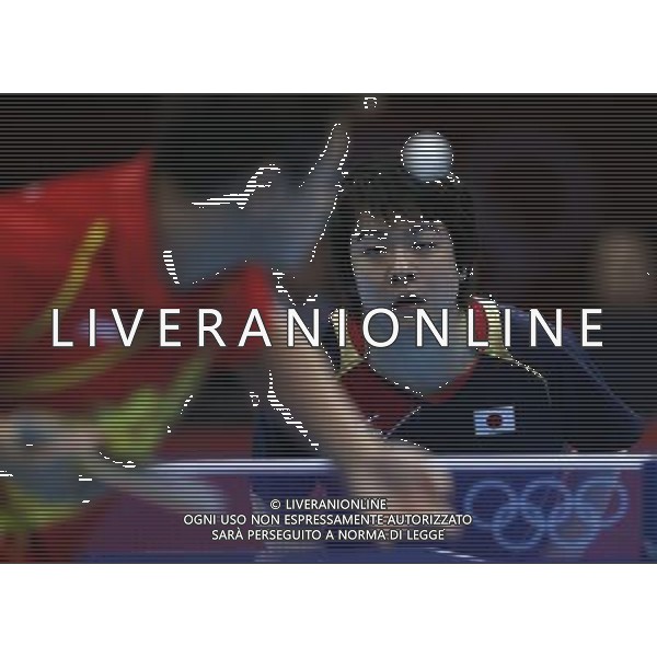 (120801) -- LONDON, Aug. 1, 2012 () -- Seiya Kishikawa of Japan competes during men\'s table tennis singles quarterfinal match, at London 2012 Olympic Games in London, Britain, on August 1, 2012. Wang Hao of China defeated Seiya Kishikawa of Japan 4-0. (/Shen Bohan) (nxl) ©PHOTOSHOT/AGENZIA ALDO LIVERANI SAS - ITALY ONLY - GIOCHI OLIMPICI, OLIMPIADI LONDRA 2012