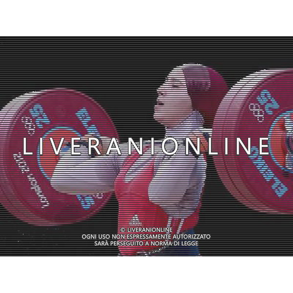 (120801) -- LONDON, Aug. 1, 2012 () -- Ghada Hassine of Tunisia competes during the women\'s 69kg weightlifting event at London 2012 Olympic Games, London, Britain, Aug. 1, 2012. MGhada hassine ranked the 2nd of group B with a total of 222kg. (/Chen Jianli) ©PHOTOSHOT/AGENZIA ALDO LIVERANI SAS - ITALY ONLY - GIOCHI OLIMPICI, OLIMPIADI LONDRA 2012