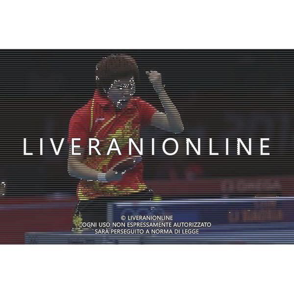 (120801) -- LONDON, Aug. 1, 2012 () -- Li Xiaoxia of China celebrates a point during the gold medal match of women\'s singles table tennis against teammate Ding Ning at London 2012 Olympic Games, London, Britain, Aug. 1, 2012. (/Shen Bohan) /ALDO LIVERANI SAS-ITALY ONLY - EDITORIAL USE ONLY