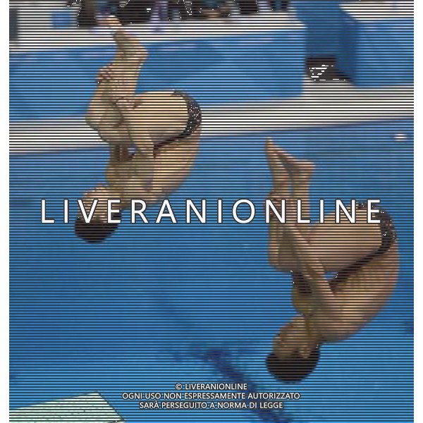 (120801) -- LONDON, Aug. 1, 2012 () -- Qin Kai (L)/Luo Yutong of China compete during men\'s synchronised 3m springboard event at the London 2012 Olympic Games in London, Britain, Aug. 1, 2012. The Chinese divers claimed the title in this event. (/Yang Zongyou)(zgp) /ALDO LIVERANI SAS-ITALY ONLY - EDITORIAL USE ONLY