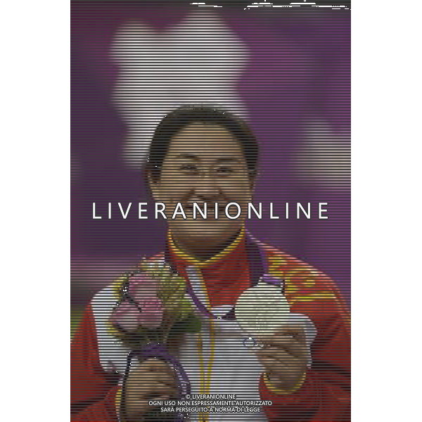 (120801) -- LONDON, Aug. 1, 2012 () -- Chen Ying of China poses at the awarding ceremony of women\'s 25m pistol event of shooting at London 2012 Olympic Games in London, Britain, Aug. 1, 2012. Chen Yin won the silver medal in this event. (/Yang Lei) (zgp) /ALDO LIVERANI SAS-ITALY ONLY - EDITORIAL USE ONLY