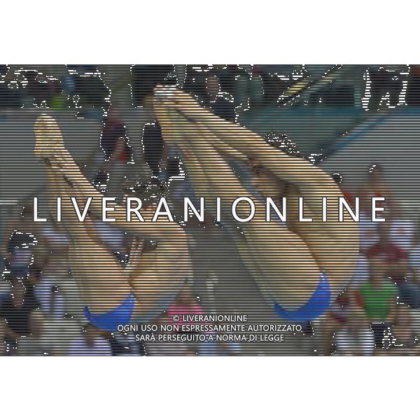 (120801) -- LONDON, Aug. 1, 2012 () -- Yahel Castillo Huerta and Julian Sanchez Gallegos of Mexico compete during men\'s synchronised 3m springboard event at the London 2012 Olympic Games in London, Britain, Aug. 1, 2012. The Mexican divers finished seventh. (/Liu Dawei) (nxl) /ALDO LIVERANI SAS-ITALY ONLY - EDITORIAL USE ONLY