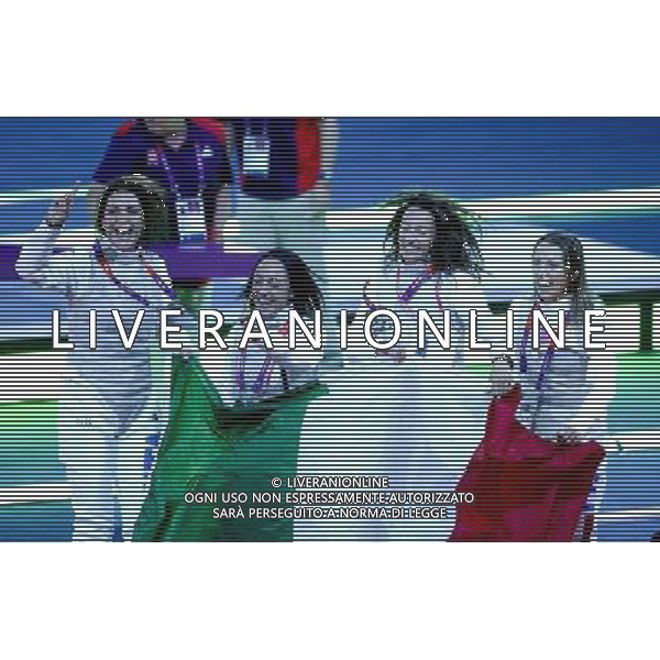 Londra, 02/08/2012. XXXÁ Giochi Olimpici di Londra- Vezzali, Di Francisca, Errigo e Salvatori vincono l\'oro nel fioretto a squadre nella foto: Vezzali, Di Francisca, Errigo e Salvatori Foto di Gabriele Forzano / GMT /AG ALDO LIVERANI SAS
