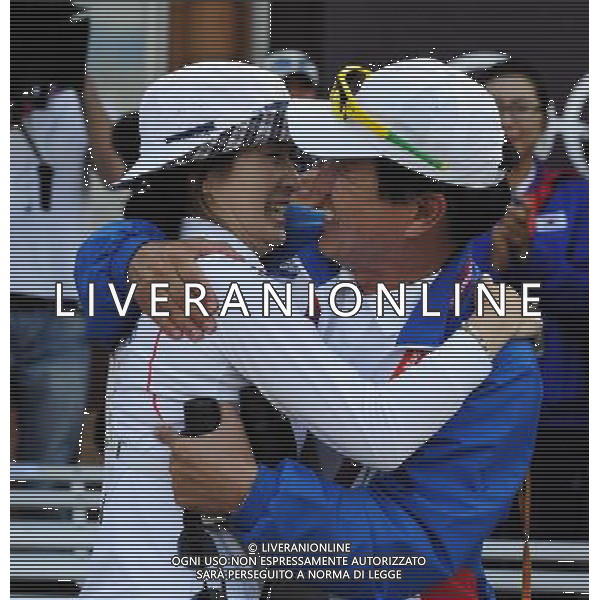 (120802) -- LONDON, Aug. 2, 2012 () -- Ki Bo Bae (L) of South Korea celebrates with her coach after women\'s individual final of archery event, at London 2012 Olympic Games in London, Britain, August 2, 2012. Ki Bo Bae won the gold medal. (/Tao Xiyi) (zgp) /PHOTOSHOT/ALDO LIVERANI ITALY ONLY -