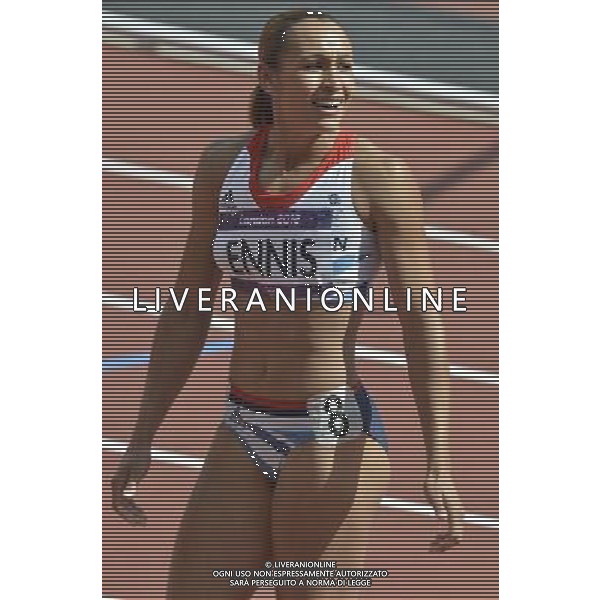 Heptathlete Jessica Ennis TeamGB in the 100m hurdles. Olympic Stadium, Olympic Park Stratford. London. ©PHOTOSHOT/Agenzia Aldo Liverani Sas - ITALY ONLY - GIOCHI OLIMPICI, OLIMPIADI LONDRA 2012