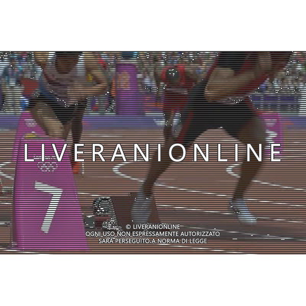 Athletes leaving starting blocks. Olympic Stadium, Olympic Park Stratford. London. ©PHOTOSHOT/Agenzia Aldo Liverani Sas - ITALY ONLY - GIOCHI OLIMPICI, OLIMPIADI LONDRA 2012