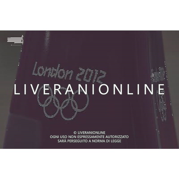London 2012 logo on lane markers. Olympic Stadium, Olympic Park Stratford. London. ©PHOTOSHOT/Agenzia Aldo Liverani Sas - ITALY ONLY - GIOCHI OLIMPICI, OLIMPIADI LONDRA 2012