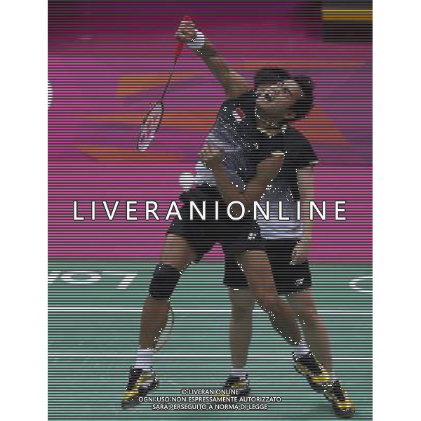 (120803) -- LONDON, Aug. 3, 2012 () -- Tontowi Ahmad/Liliyana Natsir of Indonesia compete during badminton mixed doubles bronze medal contest, at London 2012 Olympic Games in London, Britain, on August 3, 2012. Joachim Fischer/Christinna Pedersen of Denmark defeated Tontowi Ahmad/Liliyana Natsir of Indonesia 2-0. (/Tang Shi) (nxl) ©PHOTOSHOT/Agenzia Aldo Liverani Sas - ITALY ONLY - GIOCHI OLIMPICI, OLIMPIADI LONDRA 2012