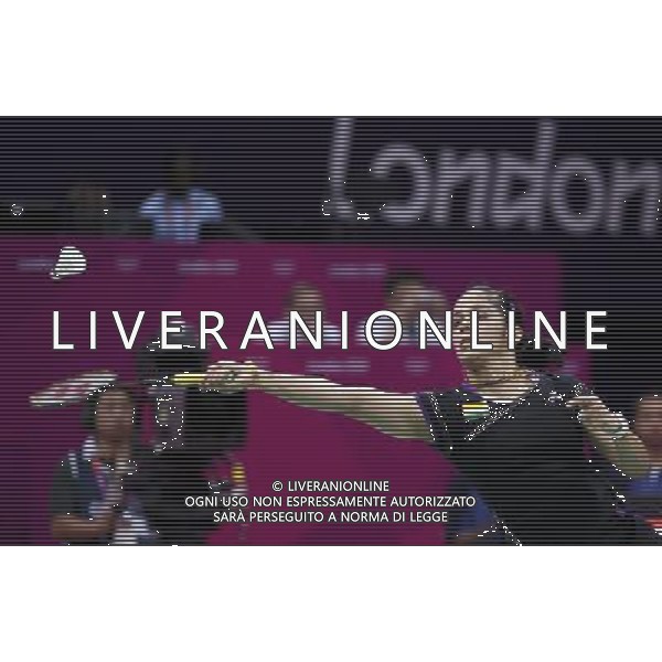 (120803) -- LONDON, Aug. 3, 2012 () -- Saina Nehwal of India takes part in women\'s badminton singles semifinal contest, at London 2012 Olympic Games in London, Britain, on August 3, 2012. Wang Yihan of China defeated Saina Nehwal of India 2-0. (/Tang Shi) (nxl) ©PHOTOSHOT/Agenzia Aldo Liverani Sas - ITALY ONLY - GIOCHI OLIMPICI, OLIMPIADI LONDRA 2012