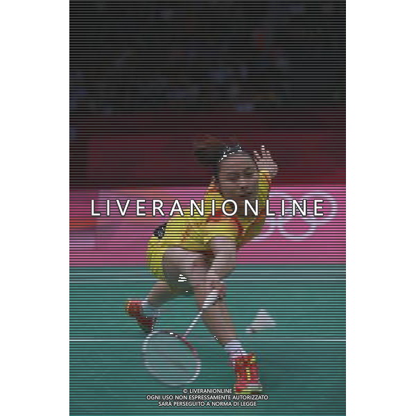 (120803) -- LONDON, Aug. 3, 2012 () -- Wang Yihan of China takes part in women\'s badminton singles semifinal contest, at London 2012 Olympic Games in London, Britain, on August 3, 2012. Wang Yihan of China defeated Saina Nehwal of India 2-0. (/Ren Zhenglai) (nxl) ©PHOTOSHOT/Agenzia Aldo Liverani Sas - ITALY ONLY - GIOCHI OLIMPICI, OLIMPIADI LONDRA 2012