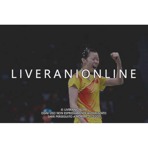 (120803) -- LONDON, Aug. 3, 2012 () -- Li Xuerui of China celebrates after winning in women\'s badminton singles semifinal contest, at London 2012 Olympic Games in London, Britain, on August 3, 2012. Li Xuerui of China defeated Wang Xin of China 2-0. (/Ren Zhenglai) (nxl) ©PHOTOSHOT/Agenzia Aldo Liverani Sas - ITALY ONLY - GIOCHI OLIMPICI, OLIMPIADI LONDRA 2012